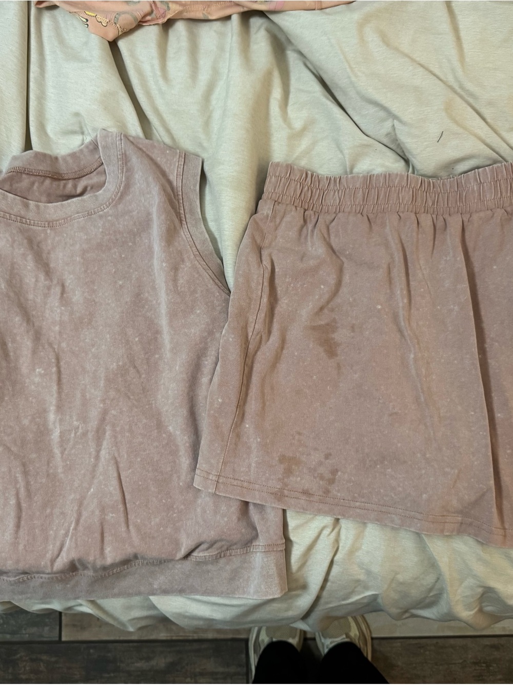 Mauve Sleeveless Top and Elastic Waist Skort Set